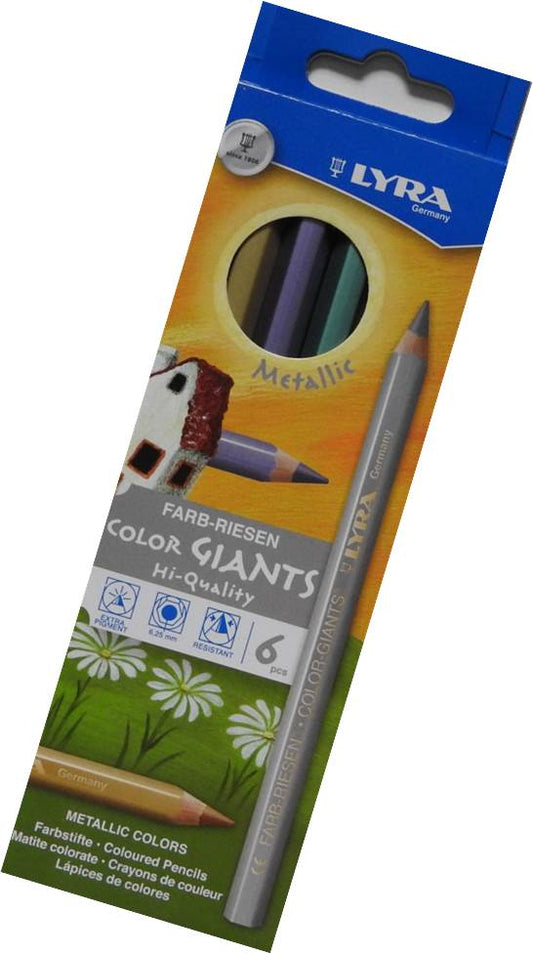 Crayons Géants Lacqués Métalliques 6 coul.- Lyra